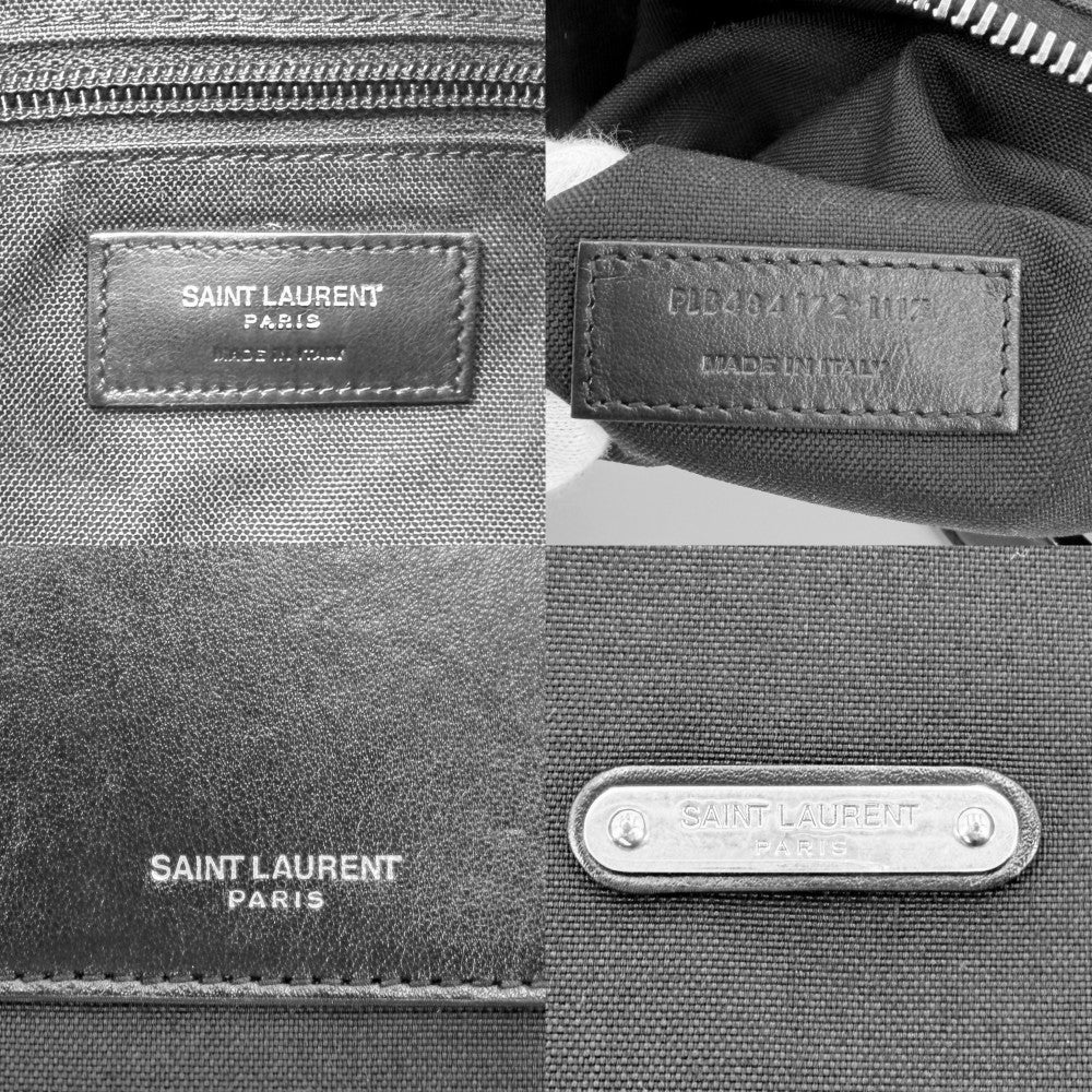 【開店SALE】 SAINT LAURENT PARIS サンローランパリ リュック RIVINGTON RACE コンバーチブル バックパック 484172 キャンバス レザー ブラック 黒 シルバー金具 メンズ【中古品】