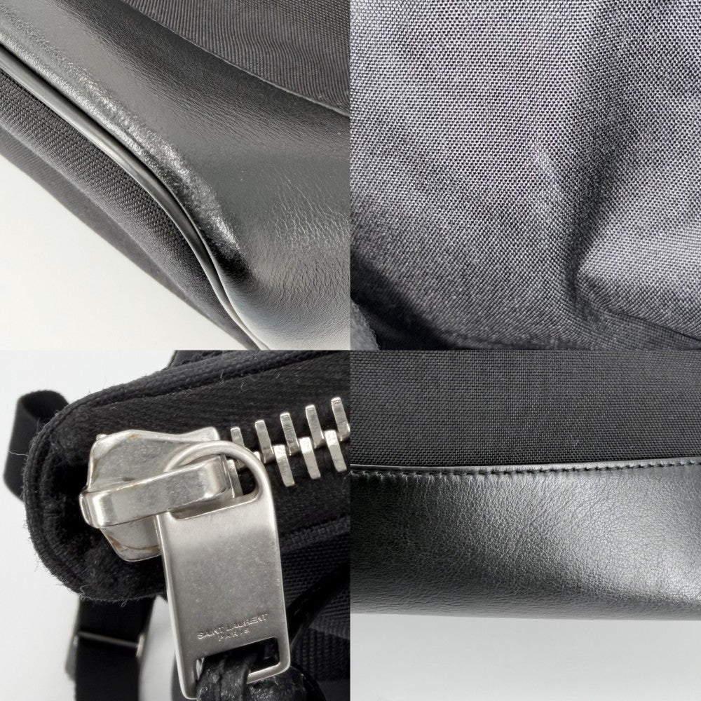 【開店SALE】 SAINT LAURENT PARIS サンローランパリ リュック RIVINGTON RACE コンバーチブル バックパック 484172 キャンバス レザー ブラック 黒 シルバー金具 メンズ【中古品】