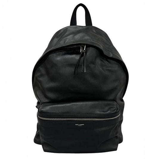 SAINT LAURENT サンローラン リュック シティバックパック ダブルファスナー 534967 レザー ブラック 黒 シルバー金具 ユニセックス【中古品】
