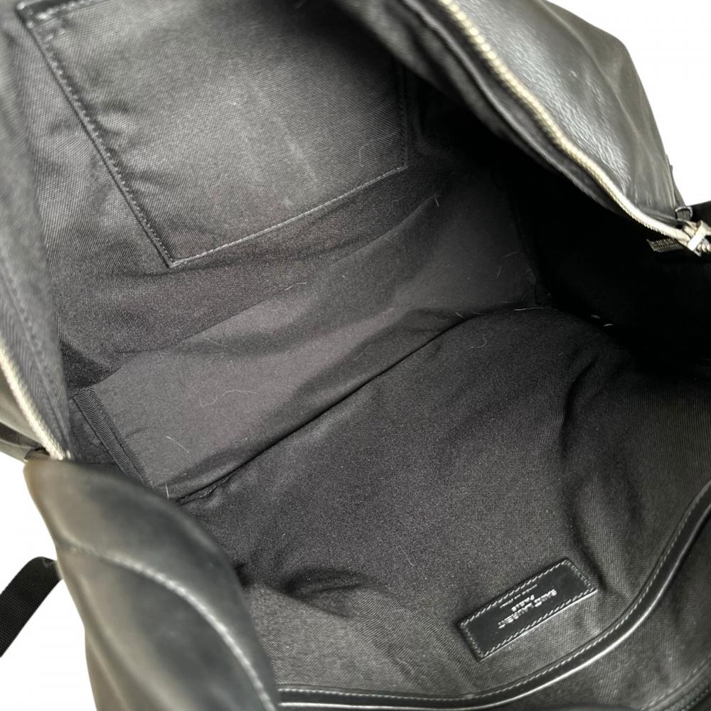 SAINT LAURENT サンローラン リュック シティバックパック ダブルファスナー 534967 レザー ブラック 黒 シルバー金具 ユニセックス【中古品】