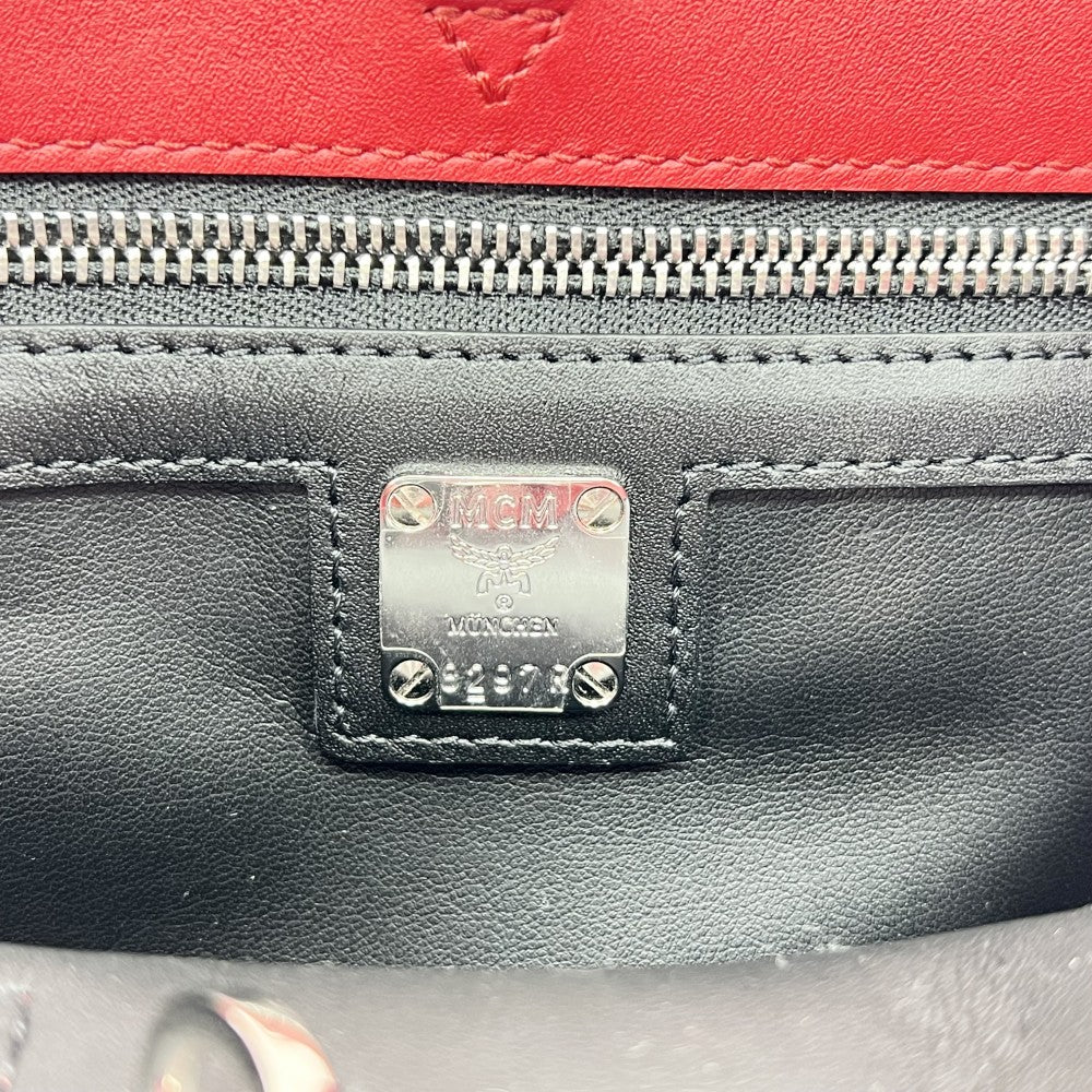 MCM エム・シー・エム 2WAY ヴィセトストート スモール ハンドバッグ ショルダーバッグ レッド 赤 シルバー金具 レディース【中古品】