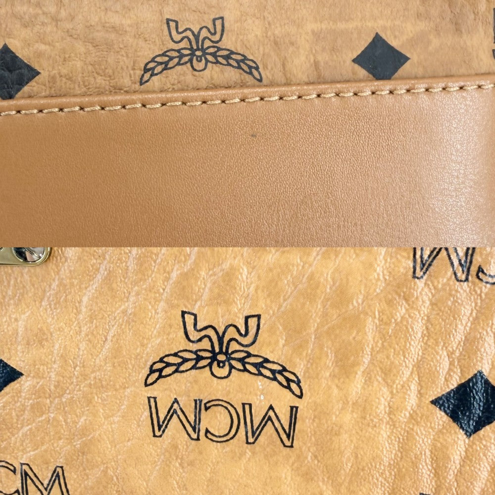 MCM エム・シー・エム リュック ヴィセトス スターク サイドスタッズバックパック ミディアム STARK メンズ レディース 男女兼用 レザー ブラウン 茶 ゴールド金具 ユニセックス【中古品】