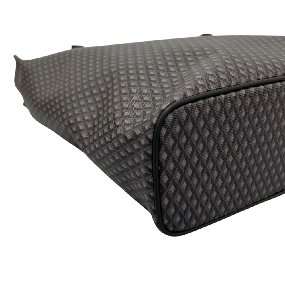 Dunhill ダンヒル 2WAY エンジンターン トートバッグ PVC レザー ブラック 黒 グレー シルバー金具 メンズ【中古品】