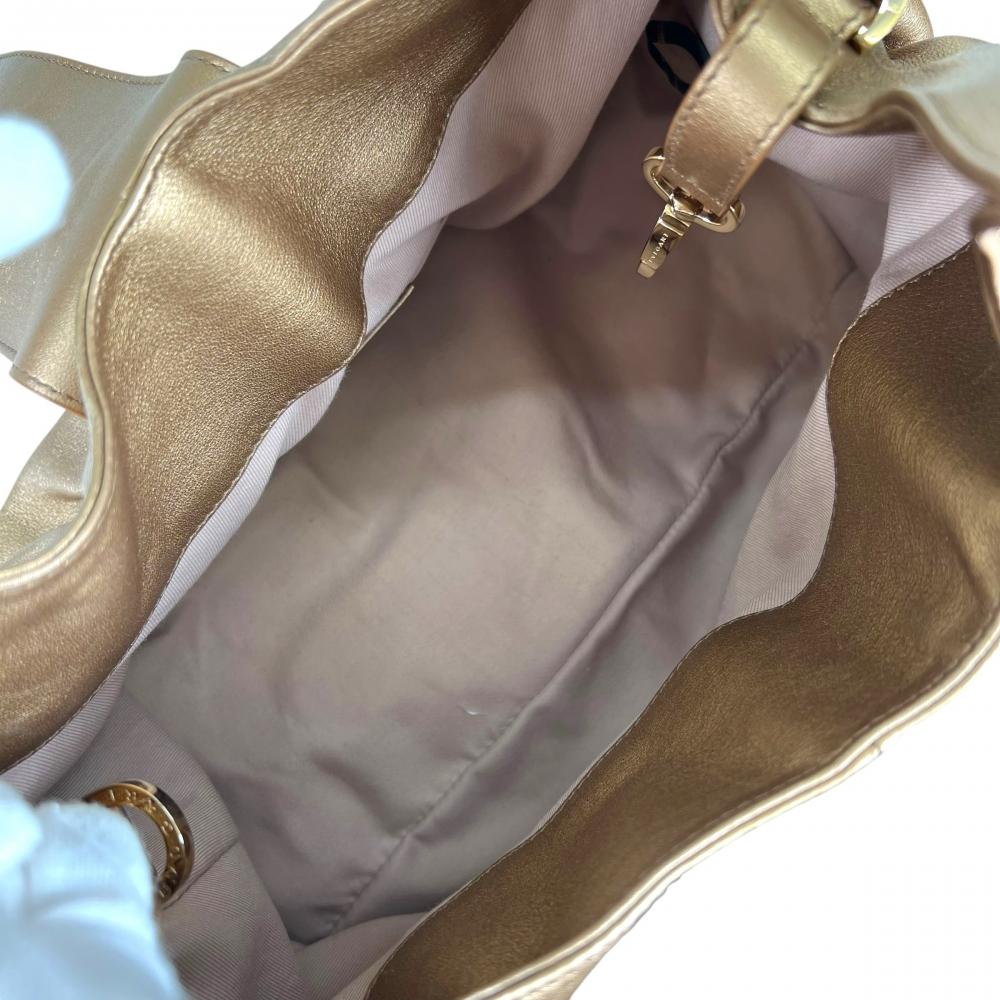 BVLGARI ブルガリ ハンドバッグ チャンドラ メタリック レザー ゴールド ゴールド金具 レディース【中古品】