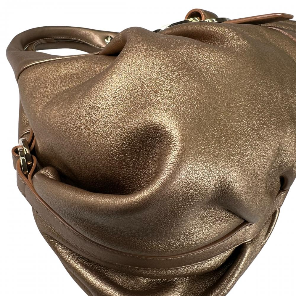 BVLGARI ブルガリ ハンドバッグ チャンドラ メタリック レザー ゴールド ゴールド金具 レディース【中古品】