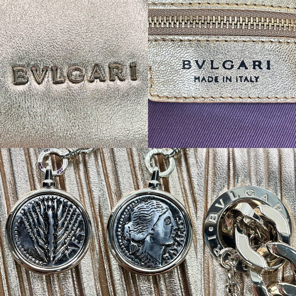 【開店SALE】 BVLGARI ブルガリ トートバッグ プリーツ ハンドバッグ モテーネ レザー ゴールド ゴールド金具 レディース【中古品】