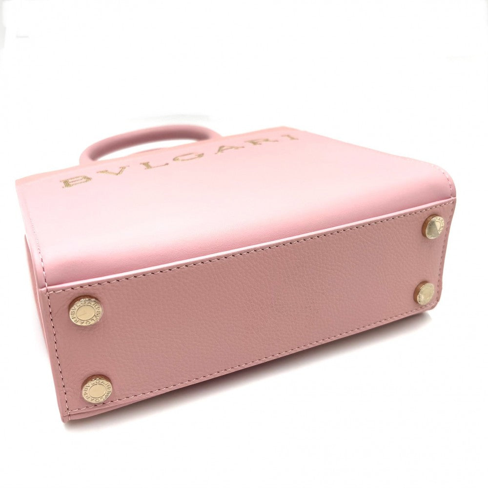 【開店SALE】 BVLGARI ブルガリ 2WAY ロゴトート ハンドバッグ ショルダーバッグ トートバッグ 鞄 かばん レザー ピンク ゴールド金具 レディース【中古品】