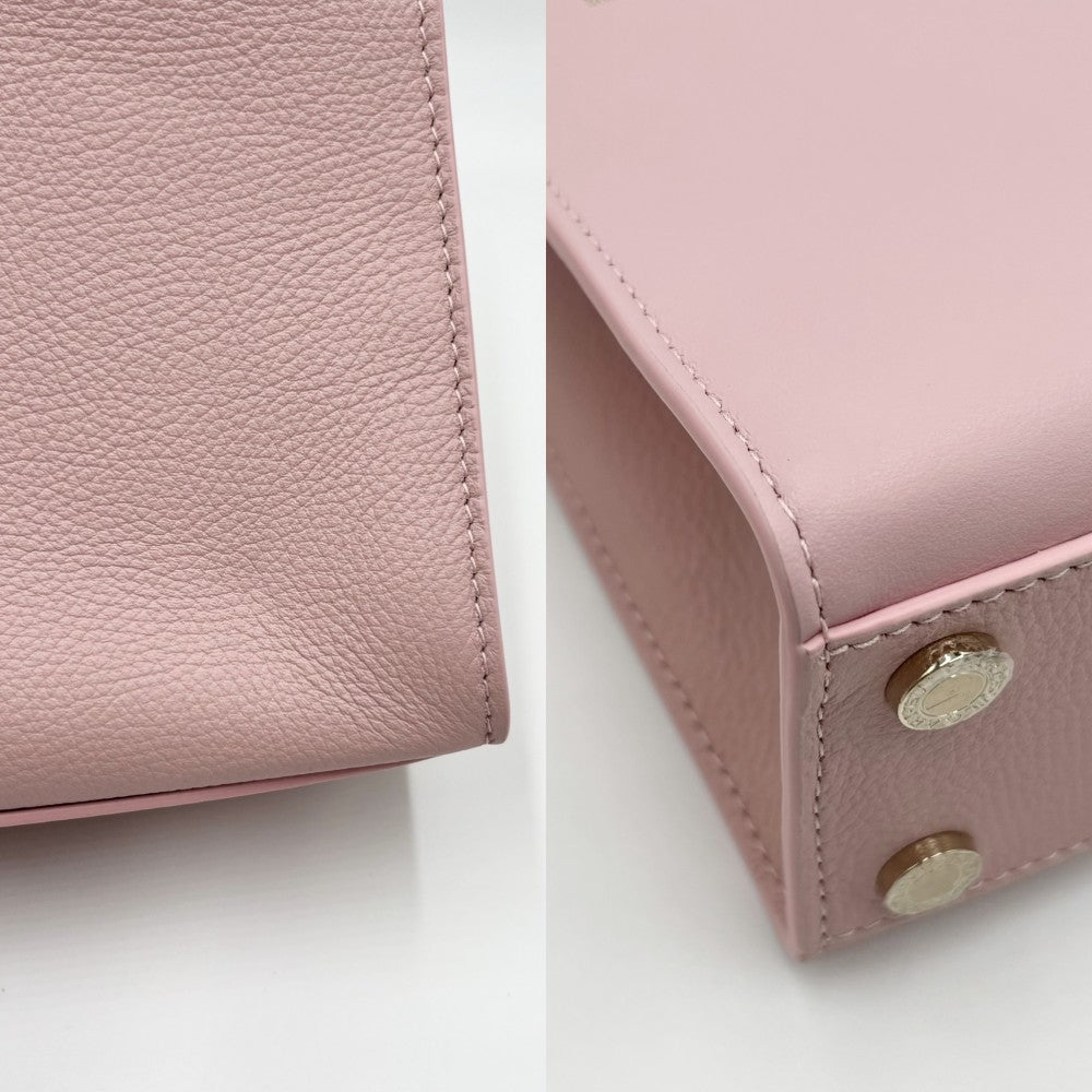 【開店SALE】 BVLGARI ブルガリ 2WAY ロゴトート ハンドバッグ ショルダーバッグ トートバッグ 鞄 かばん レザー ピンク ゴールド金具 レディース【中古品】