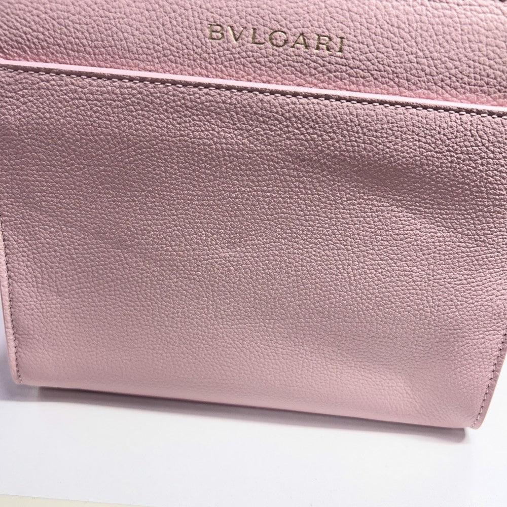 【開店SALE】 BVLGARI ブルガリ 2WAY ロゴトート ハンドバッグ ショルダーバッグ トートバッグ 鞄 かばん レザー ピンク ゴールド金具 レディース【中古品】