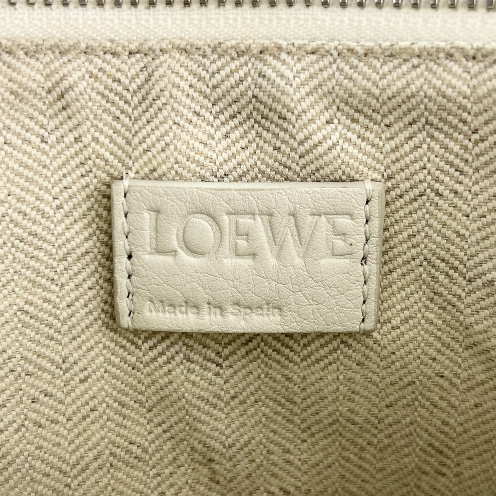 【開店SALE】 LOEWE ロエベ 2WAY アナグラム ハンモック ホーボーミニ ハンドバッグ ショルダーバッグ かばん ソフトホワイト シルバー金具 レディース【中古品】