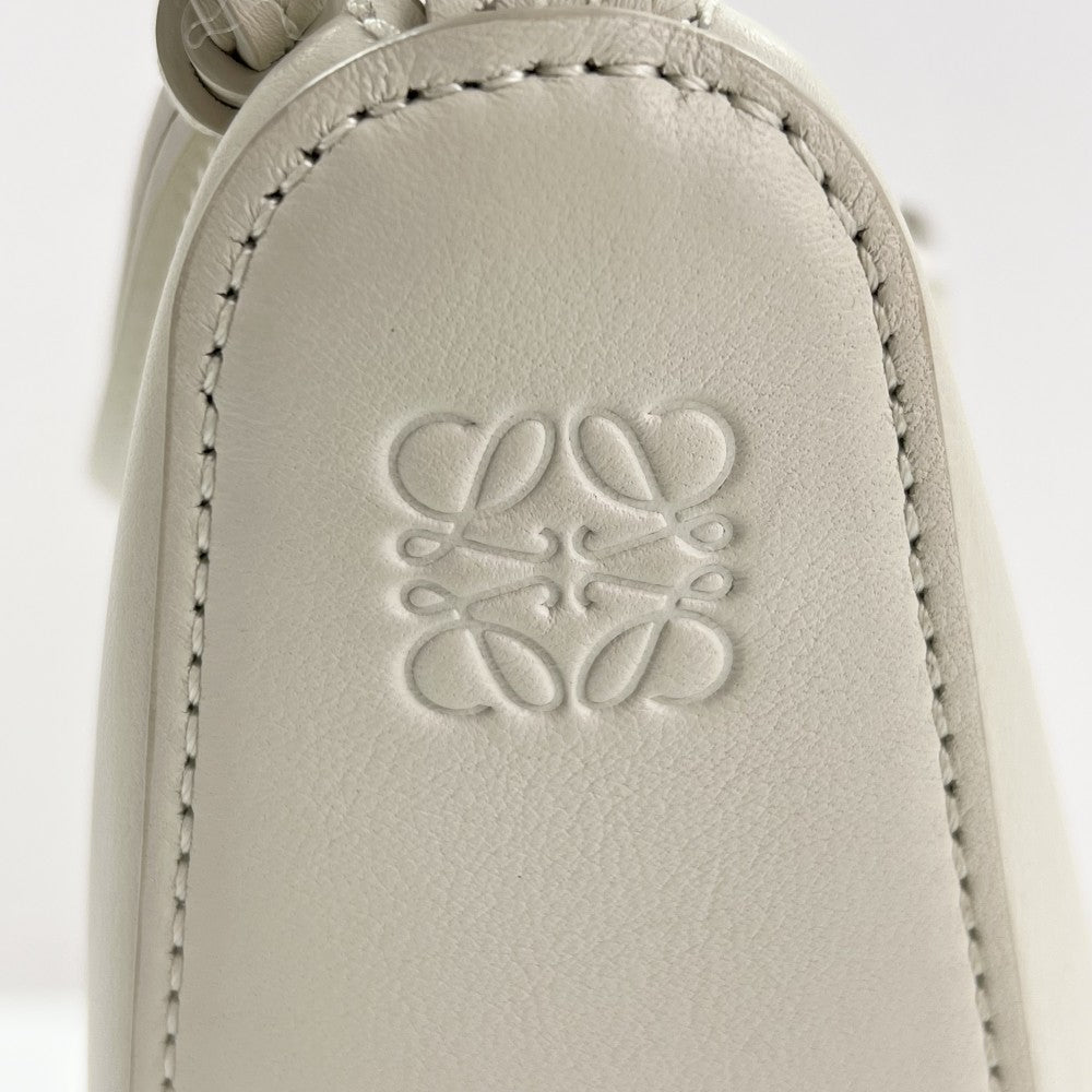 【開店SALE】 LOEWE ロエベ 2WAY アナグラム ハンモック ホーボーミニ ハンドバッグ ショルダーバッグ かばん ソフトホワイト シルバー金具 レディース【中古品】