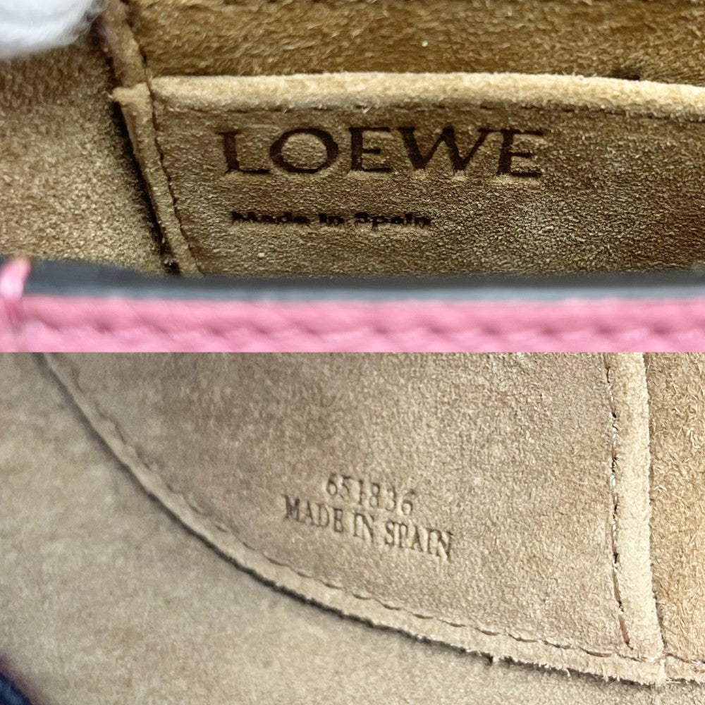 【開店SALE】 LOEWE ロエベ ショルダーバッグ アナグラム ゲートバッグミニ レザー ピンク ゴールド金具 レディース【中古品】