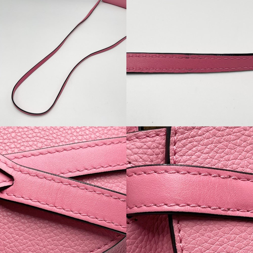【開店SALE】 LOEWE ロエベ ショルダーバッグ アナグラム ゲートバッグミニ レザー ピンク ゴールド金具 レディース【中古品】