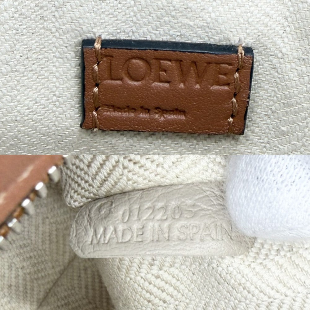 LOEWE ロエベ 2WAY パズルバッグ ナノ ハンドバッグ ショルダーバッグ 小さめ レザー ブラウン 茶 シルバー金具 レディース【中古品】