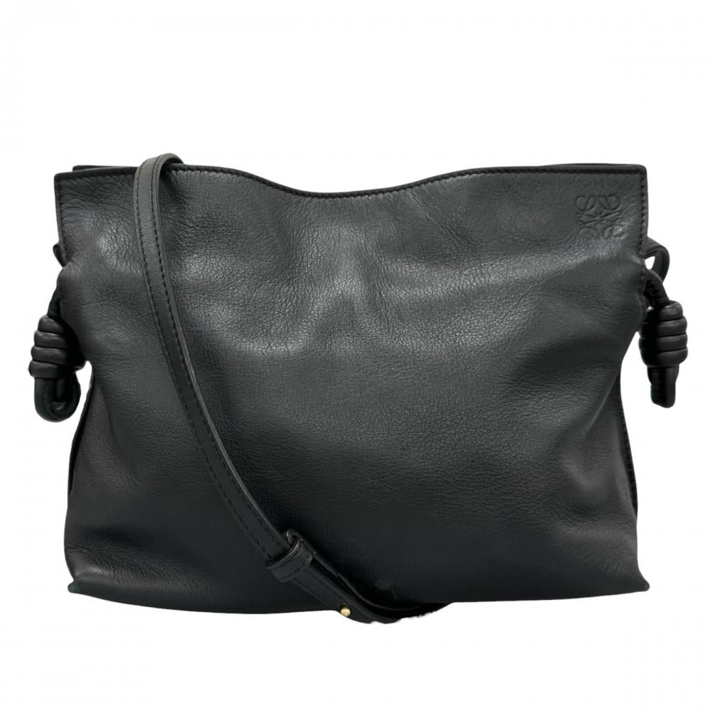LOEWE ロエベ 2WAY アナグラムロゴ フラメンコクラッチミニ ショルダーバッグ クラッチバッグ レザー ブラック 黒 ゴールド金具 レディース【中古品】