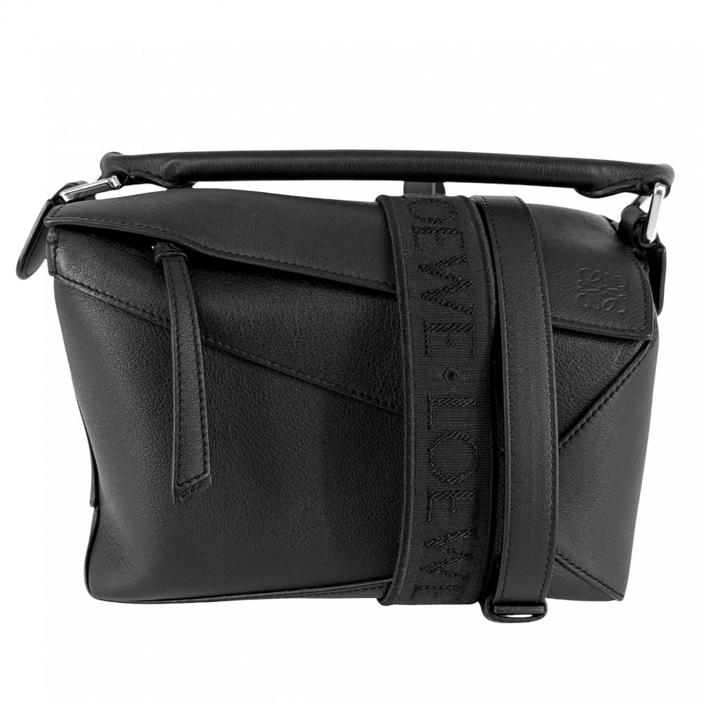 LOEWE ロエベ 2WAY パズルバッグ スモール ハンドバッグ ショルダーバッグ レザー ブラック 黒 シルバー金具 レディース【中古品】