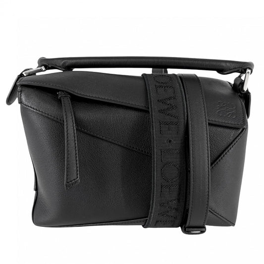 LOEWE ロエベ 2WAY パズルバッグ スモール ハンドバッグ ショルダーバッグ レザー ブラック 黒 シルバー金具 レディース【中古品】