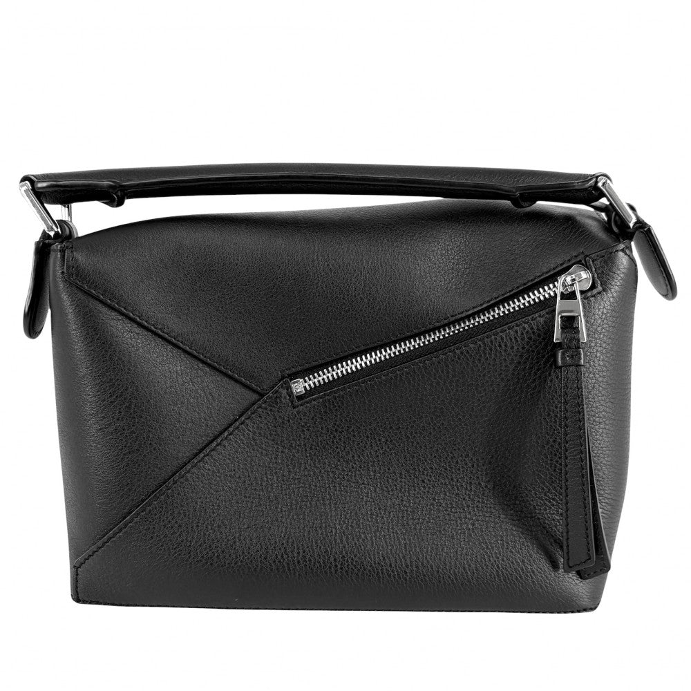 LOEWE ロエベ 2WAY パズルバッグ スモール ハンドバッグ ショルダーバッグ レザー ブラック 黒 シルバー金具 レディース【中古品】