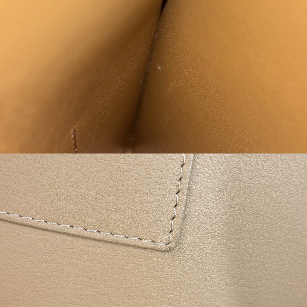 LOEWE ロエベ ショルダーバッグ アナグラム ペブルダイスポケット ミニバッグ レザー ベージュ ゴールド金具 レディース【中古品】