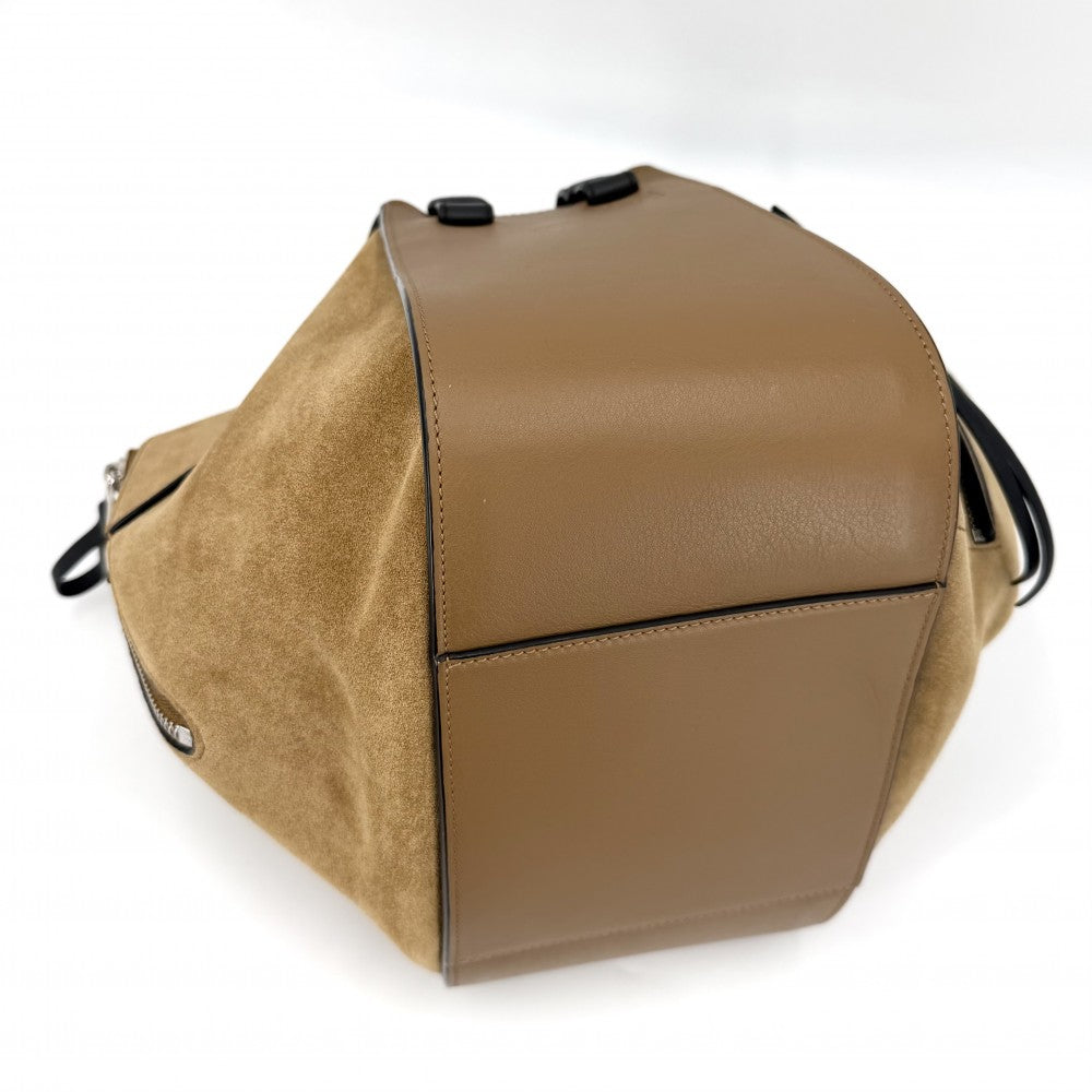 LOEWE ロエベ 2WAY アナグラム ハンモックバッグスモール ショルダーバッグ ハンドバッグ トートバッグ レザー スエード ブラウン 茶 ブラック 黒 シルバー金具 レディース【中古品】