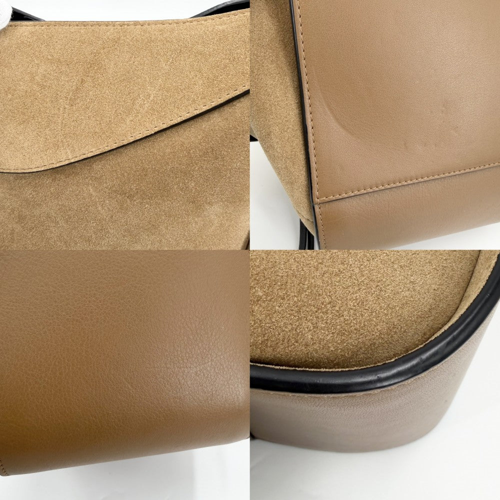 LOEWE ロエベ 2WAY アナグラム ハンモックバッグスモール ショルダーバッグ ハンドバッグ トートバッグ レザー スエード ブラウン 茶 ブラック 黒 シルバー金具 レディース【中古品】