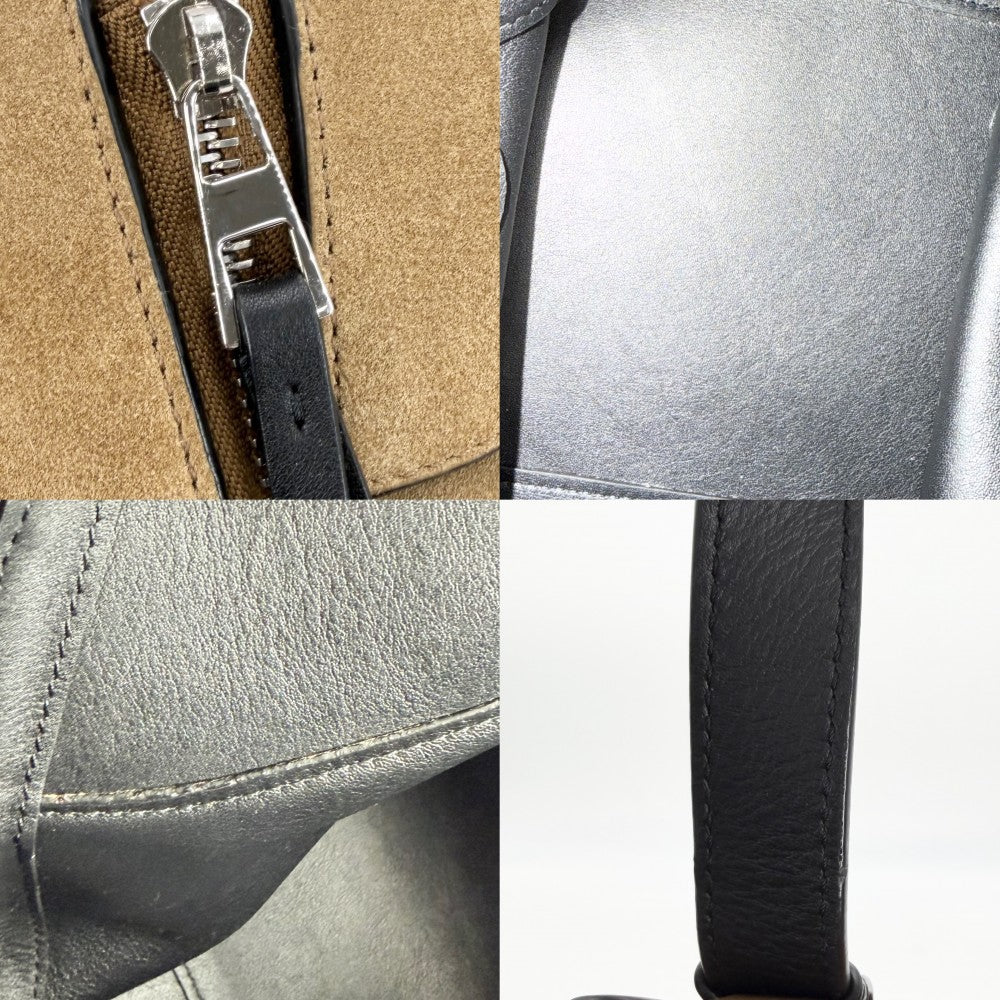LOEWE ロエベ 2WAY アナグラム ハンモックバッグスモール ショルダーバッグ ハンドバッグ トートバッグ レザー スエード ブラウン 茶 ブラック 黒 シルバー金具 レディース【中古品】