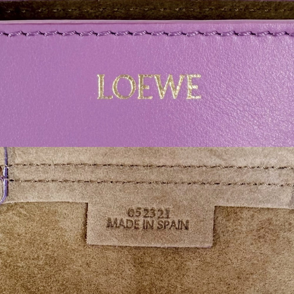 LOEWE ロエベ 2WAY パズル フォルド トート ミニ ハンドバッグ ショルダーバッグ PUZZLE FOLD TOTE トートバッグ A657V25X01 レザー パープル系 ゴールド金具 レディース【中古品】