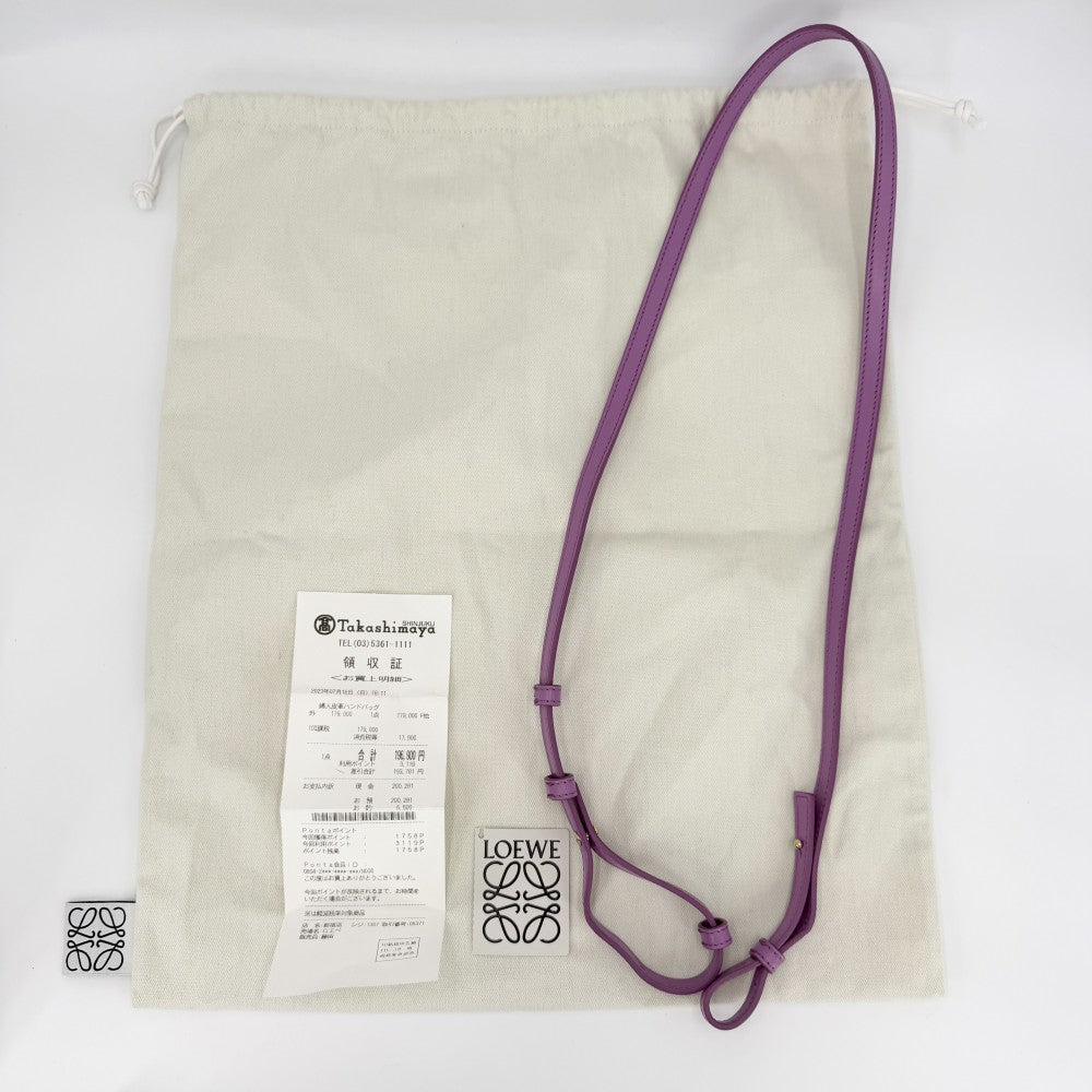 LOEWE ロエベ 2WAY パズル フォルド トート ミニ ハンドバッグ ショルダーバッグ PUZZLE FOLD TOTE トートバッグ A657V25X01 レザー パープル系 ゴールド金具 レディース【中古品】