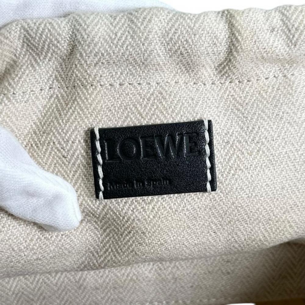 LOEWE ロエベ ショルダーバッグ ドローストリング かごバッグ A223222X01 ラフィア カーフ ブラック 黒 シルバー金具 レディース【中古品】