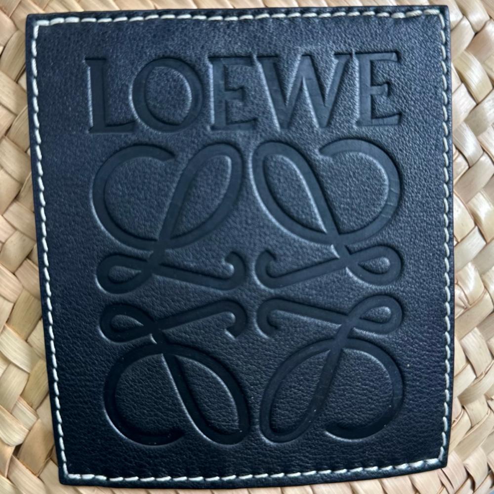 LOEWE ロエベ ショルダーバッグ ドローストリング かごバッグ A223222X01 ラフィア カーフ ブラック 黒 シルバー金具 レディース【中古品】