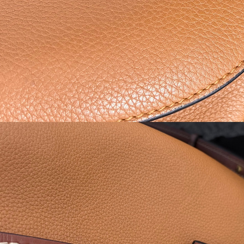 LOEWE ロエベ ショルダーバッグ アナグラムロゴ ゲートバッグ スモール レザー ブラウン 茶 ゴールド金具 レディース【中古品】