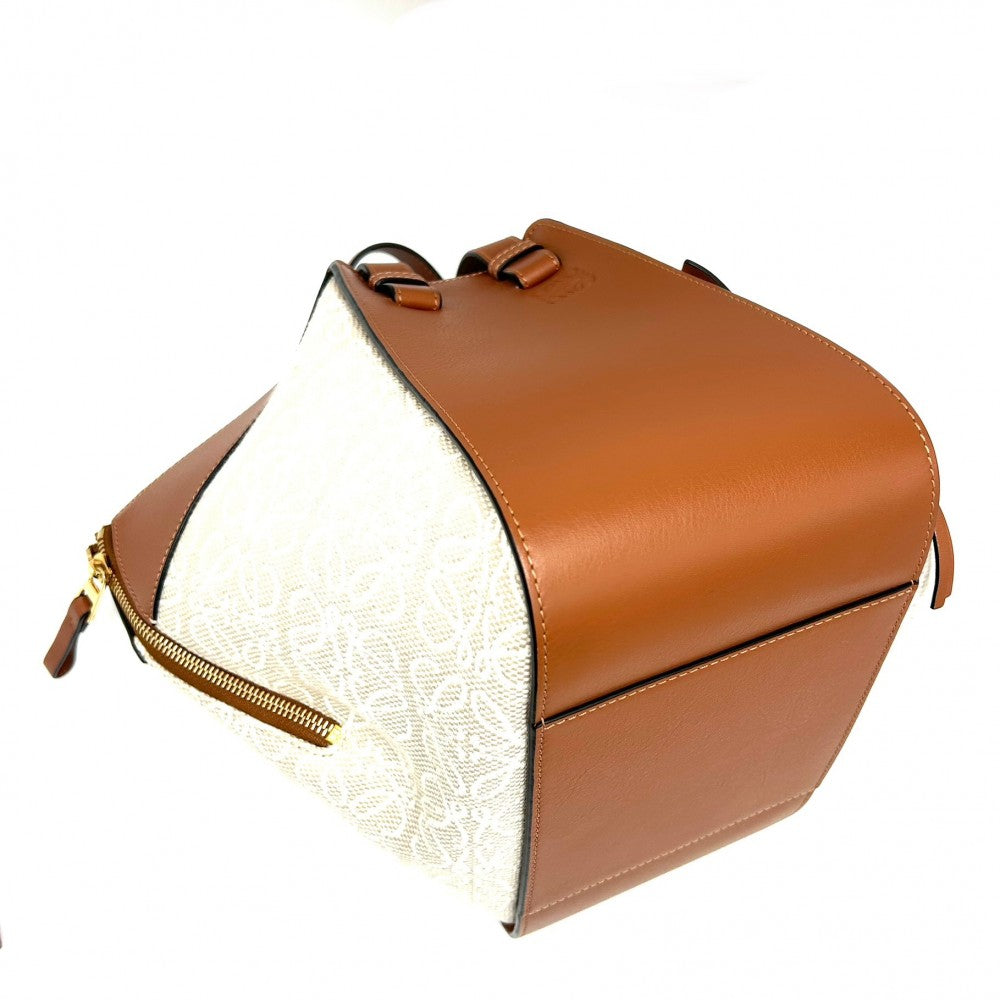 LOEWE ロエベ 2WAY アナグラム ハンモックバッグスモール ショルダーバッグ ハンドバッグ キャンバス レザー ベージュ ブラウン 茶 ゴールド金具 レディース【中古品】