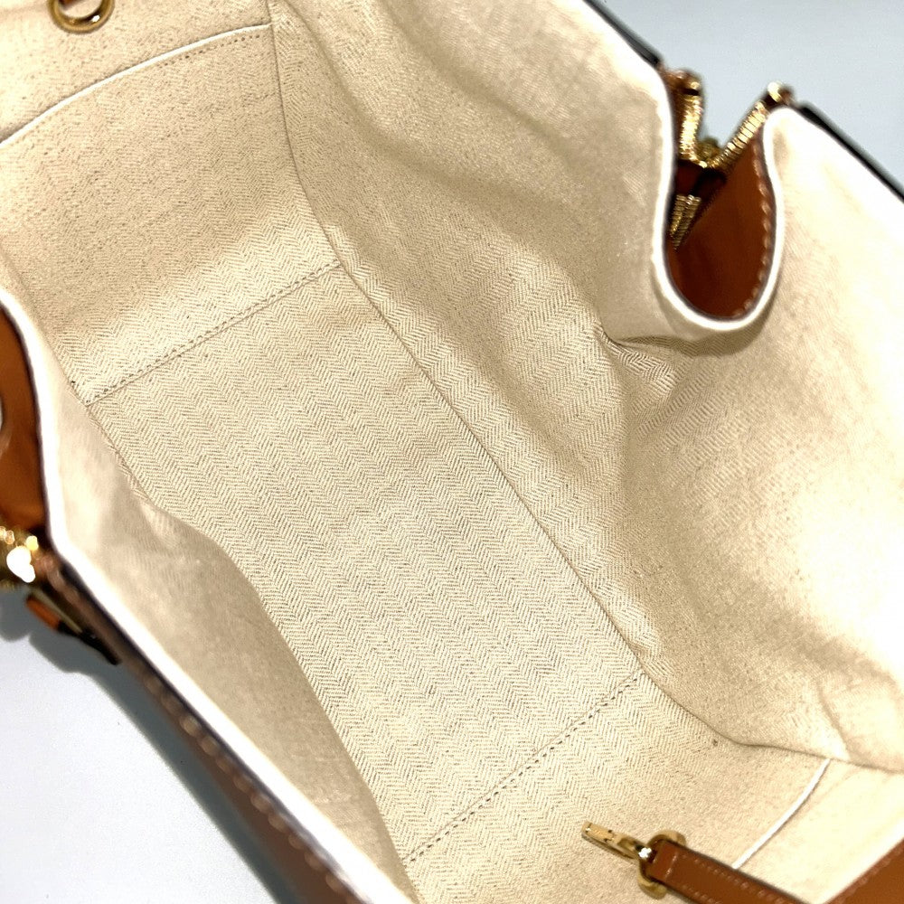LOEWE ロエベ 2WAY アナグラム ハンモックバッグスモール ショルダーバッグ ハンドバッグ キャンバス レザー ベージュ ブラウン 茶 ゴールド金具 レディース【中古品】