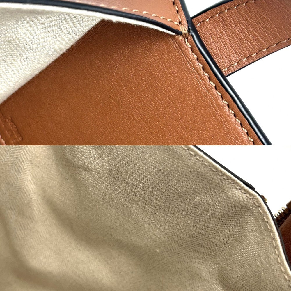 LOEWE ロエベ 2WAY アナグラム ハンモックバッグスモール ショルダーバッグ ハンドバッグ キャンバス レザー ベージュ ブラウン 茶 ゴールド金具 レディース【中古品】