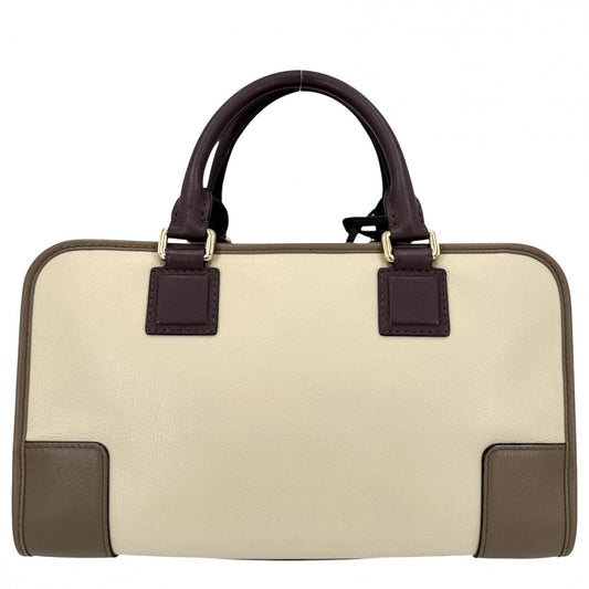 LOEWE ロエベ ハンドバッグ アナグラム アマソナ28 ミニボストンバッグ レザー ベージュ ブラウン 茶 ゴールド金具 レディース【中古品】