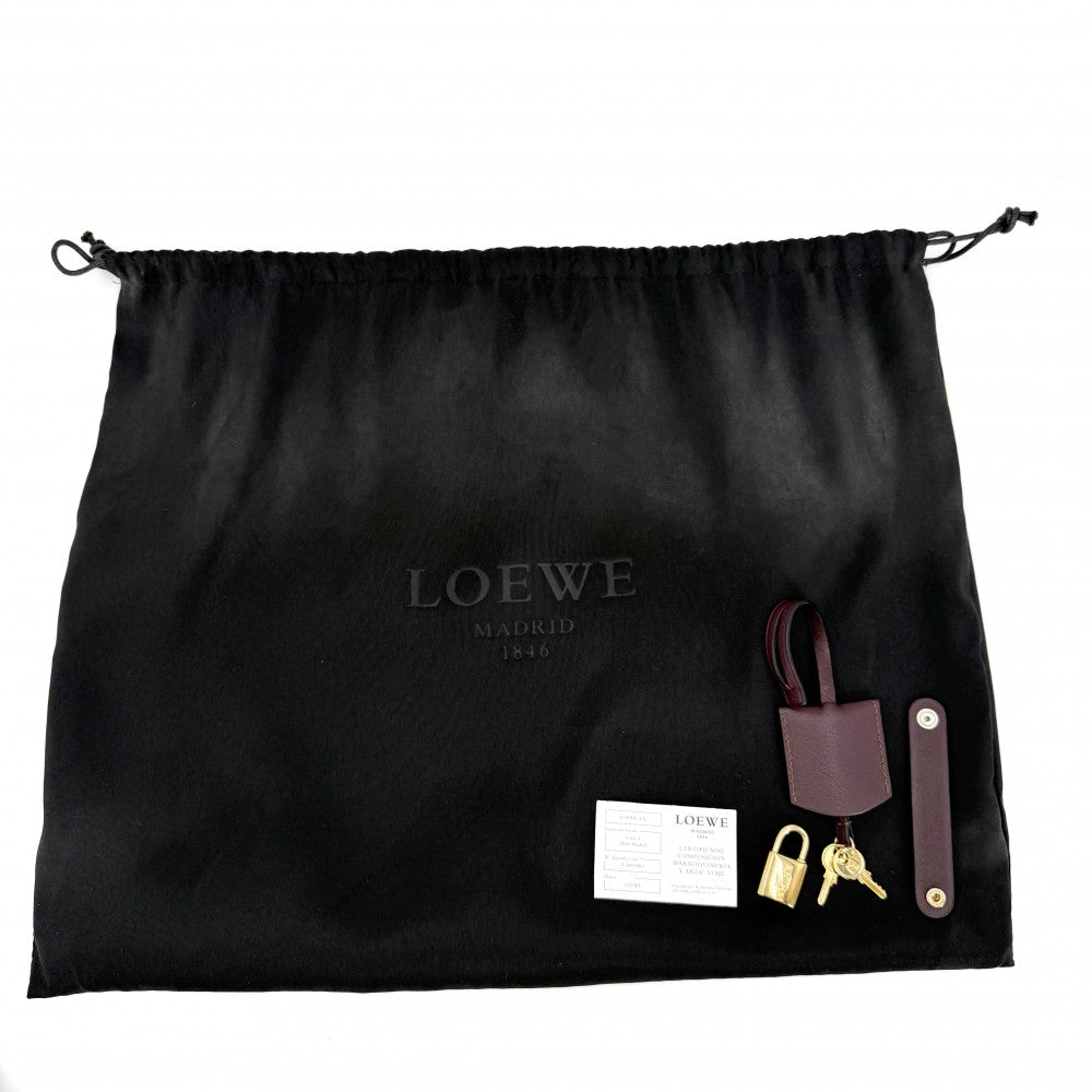LOEWE ロエベ ハンドバッグ アナグラム アマソナ28 ミニボストンバッグ レザー ベージュ ブラウン 茶 ゴールド金具 レディース【中古品】