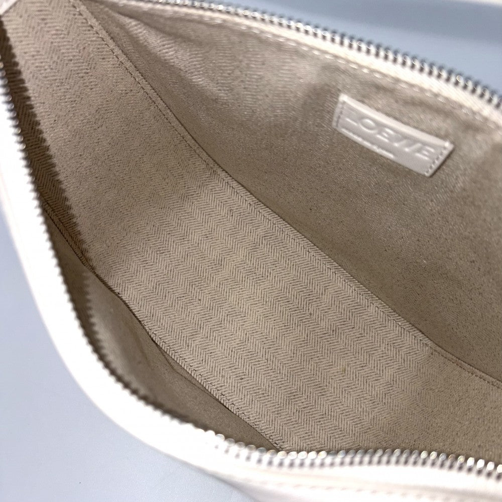 LOEWE ロエベ 2WAY アナグラム ハンモック ホーボーバッグミニ ハンドバッグ ショルダーバッグ レザー ホワイト 白 シルバー金具 レディース【中古品】