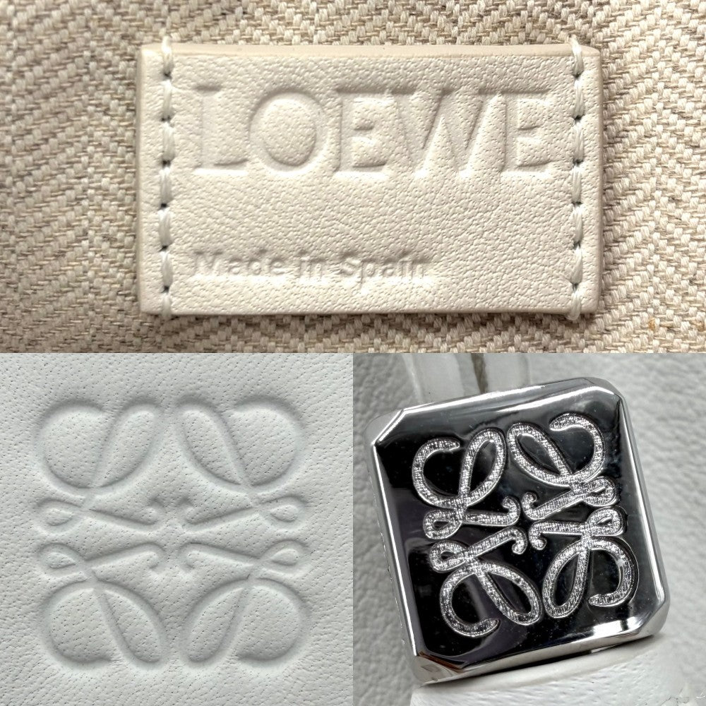 LOEWE ロエベ 2WAY アナグラム ハンモック ホーボーバッグミニ ハンドバッグ ショルダーバッグ レザー ホワイト 白 シルバー金具 レディース【中古品】