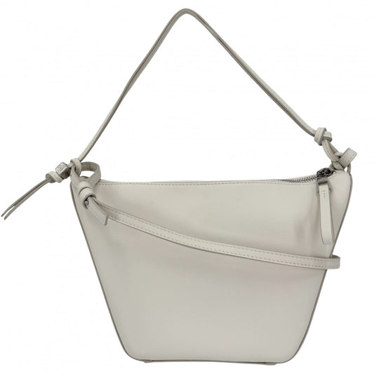 LOEWE ロエベ 2WAY アナグラム ハンモック ホーボーバッグミニ ハンドバッグ ショルダーバッグ レザー ホワイト 白 シルバー金具 レディース【中古品】