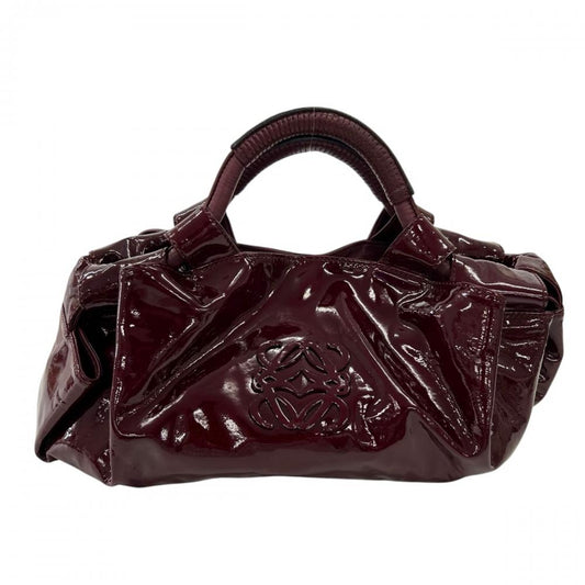 LOEWE ロエベ ハンドバッグ ナッパアイレ プリケット エナメル レッド 赤 シルバー金具 レディース【中古品】