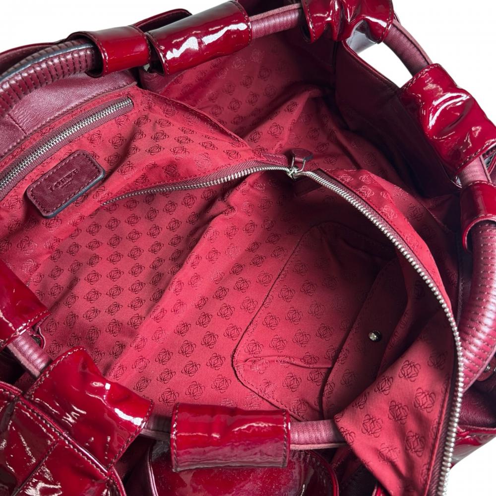 LOEWE ロエベ ハンドバッグ ナッパアイレ プリケット エナメル レッド 赤 シルバー金具 レディース【中古品】