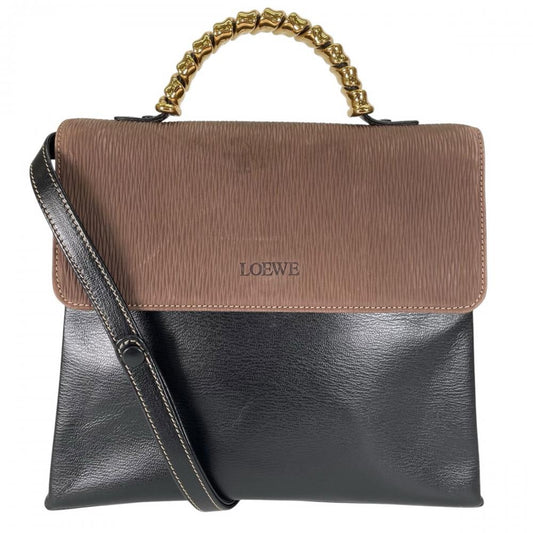 LOEWE ロエベ ハンドバッグ ベラスケス 2WAY カーフ ブラック 黒 ブラウン 茶 ゴールド金具 レディース【中古品】