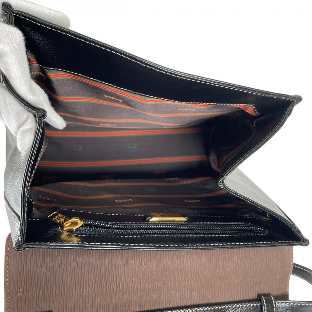 LOEWE ロエベ ハンドバッグ ベラスケス 2WAY カーフ ブラック 黒 ブラウン 茶 ゴールド金具 レディース【中古品】