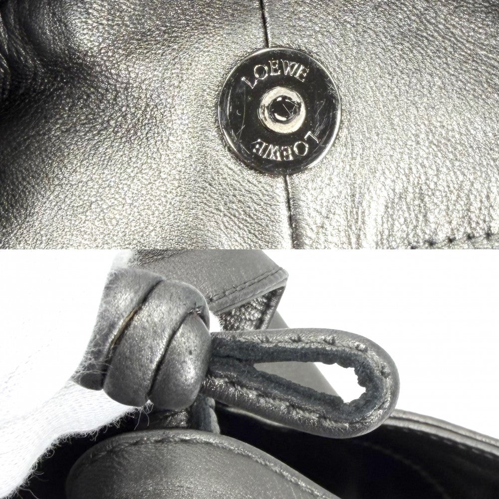 【開店SALE】 LOEWE ロエベ ハンドバッグ アナグラム ナッパアイレ レザー メタリックグリーン シルバー金具 レディース【中古品】