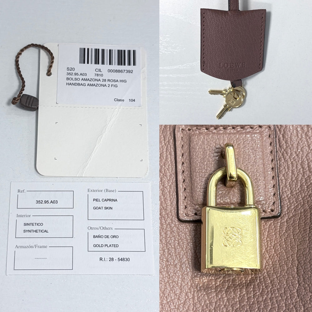 LOEWE ロエベ ハンドバッグ アナグラム アマソナ28 ミニボストンバッグ レザー ブラウン 茶 ゴールド金具 レディース【中古品】