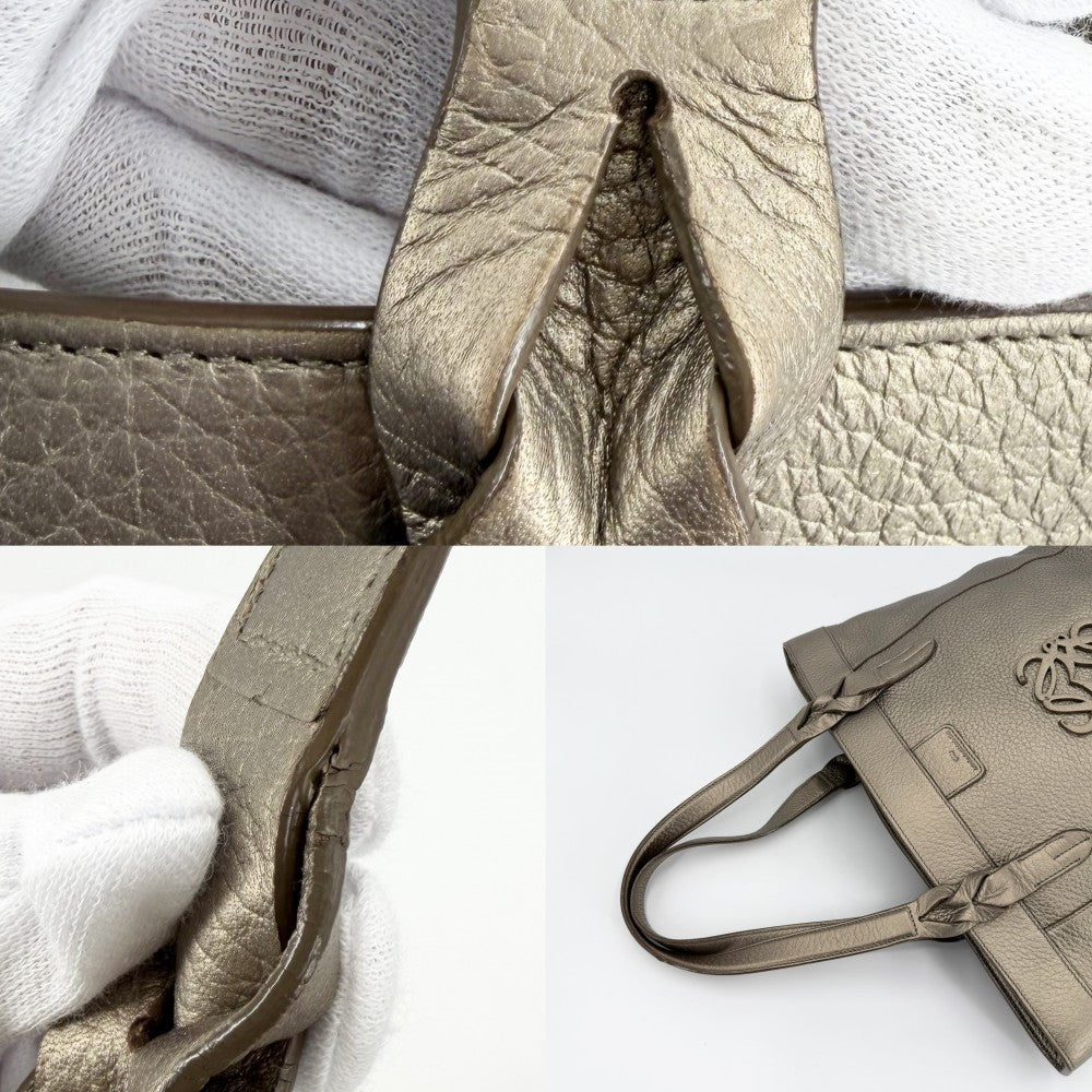 LOEWE ロエベ ハンドバッグ アナグラム フスタ トートバッグ レザー ゴールド シルバー金具 レディース【中古品】