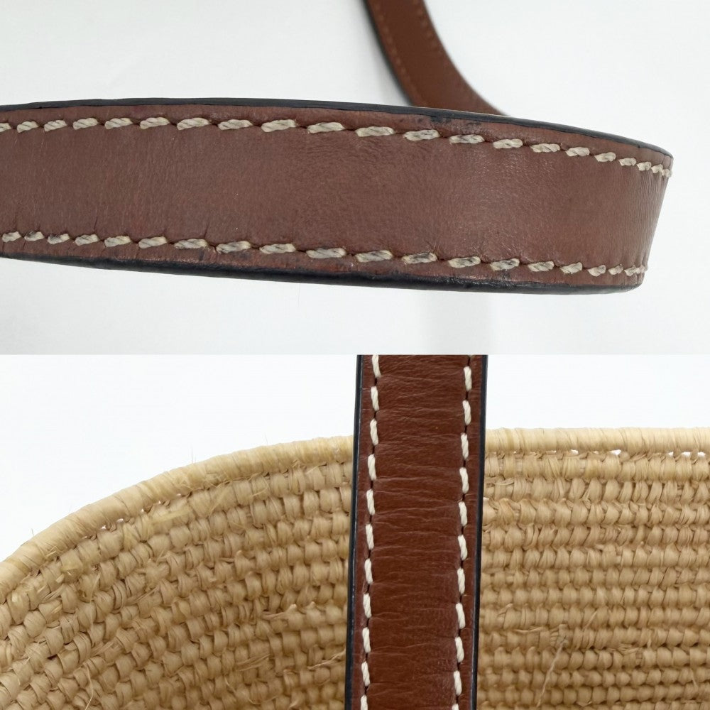 LOEWE ロエベ ハンドバッグ アナグラム スクエア バスケットバッグ カゴバック トートバッグ A223099X02 春 夏 ラフィア ベージュ ブラウン 茶 シルバー金具 レディース【中古品】