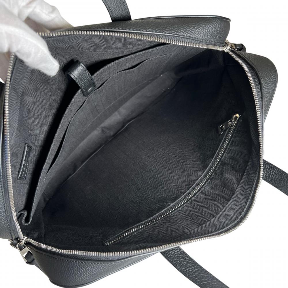 LOEWE ロエベ ビジネスバッグ ゴヤ スリム ブリーフケース ハンドバッグ レザー ブラック 黒 シルバー金具 メンズ【中古品】