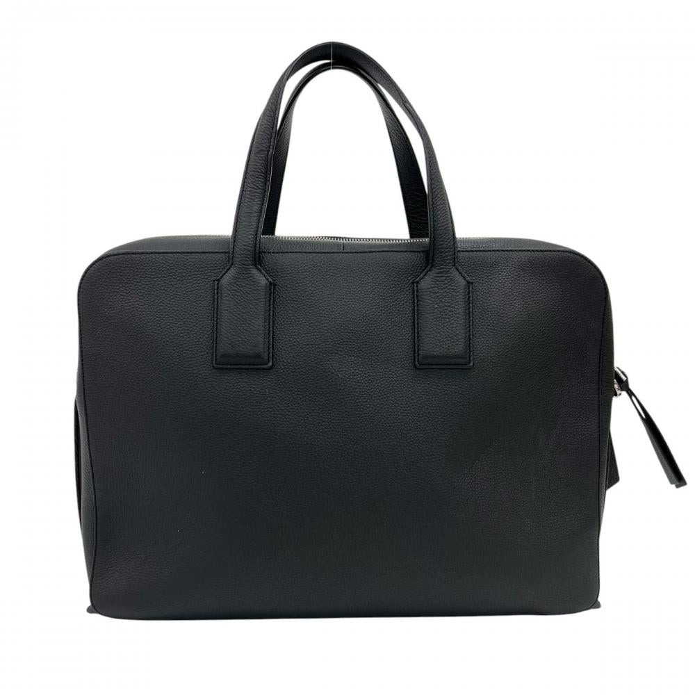 LOEWE ロエベ ビジネスバッグ ゴヤ スリム ブリーフケース ハンドバッグ レザー ブラック 黒 シルバー金具 メンズ【中古品】