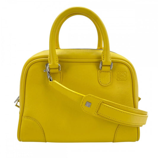 LOEWE ロエベ 2WAY アナグラム ハンドバッグ ショルダーバッグ アマソナ75 イエロー シルバー金具 レディース【中古品】